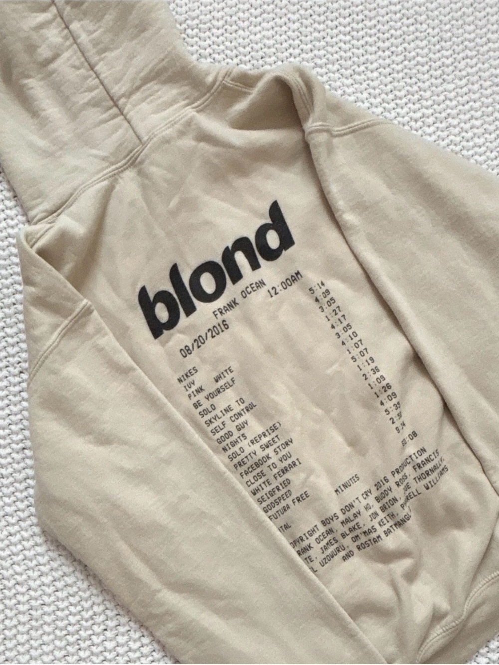 Gildan Heavy Blend Beige Frank ocean blond Logo Pullover Hoodie w/ Pockets S